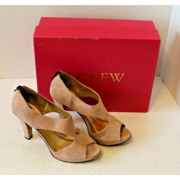 J Crew Heels Alecia Suede Platform Peep Toe Paris Pink Italian Shoes w/Box Sz 6 - Picture 1 of 10